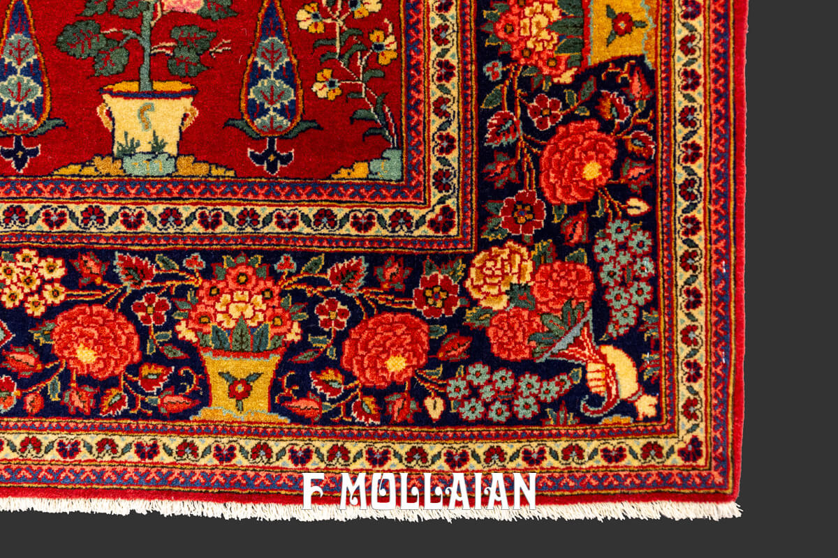 Kashan Dabir Carpet Red Prayer Field  n°:802543